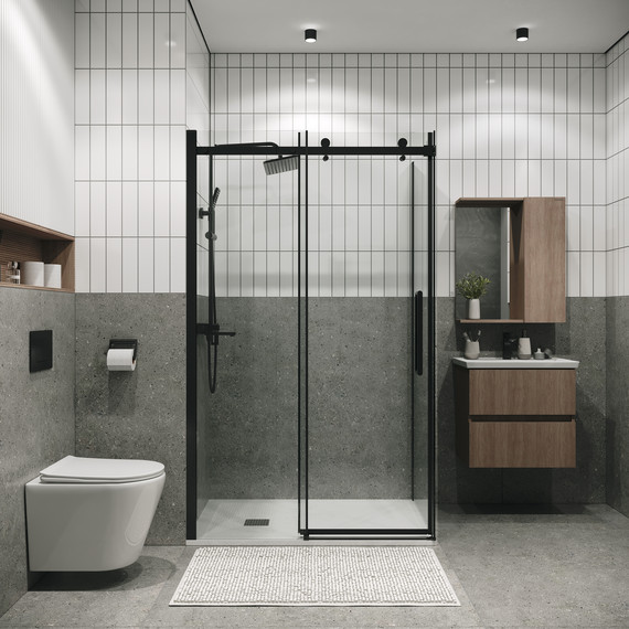 Душевое ограждение Grossman Classic 130x90 см 120.K33.04.1390.21.00, чёрный матовый/прозрачное - фото 3