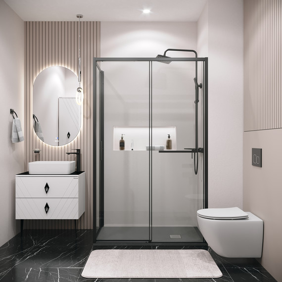 Душевое ограждение Grossman Style 100x70 см 120.K33.05.1070.21.00, чёрный матовый/прозрачное - фото 