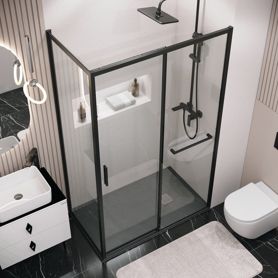 Душевое ограждение Grossman Style 100x70 см 120.K33.05.1070.21.00, чёрный матовый/прозрачное - фото 3