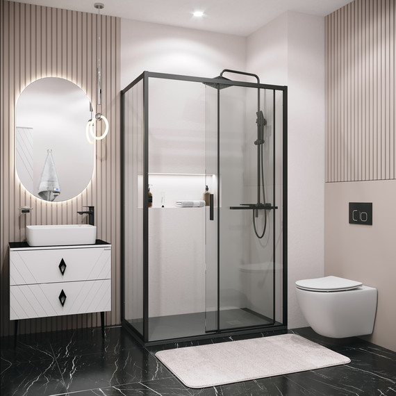 Душевое ограждение Grossman Style 100x70 см 120.K33.05.1070.21.00, чёрный матовый/прозрачное - фото 4