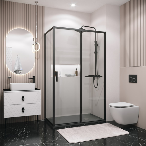 Душевое ограждение Grossman Style 100x90 см 120.K33.05.1090.21.00, чёрный матовый/прозрачное - фото 5