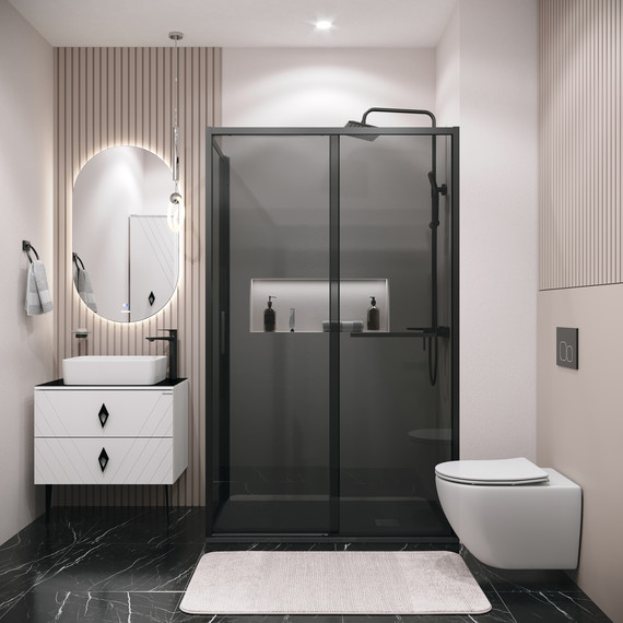 Душевое ограждение Grossman Style 120x90 см 120.K33.05.1290.21.10, чёрный матовый/тонированное - фото 