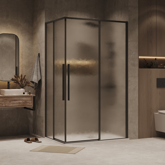 Душевое ограждение Grossman Galaxy 100x90 см 300.K33.01.90R10L.21.02, чёрный матовый/шиншилла - фото 