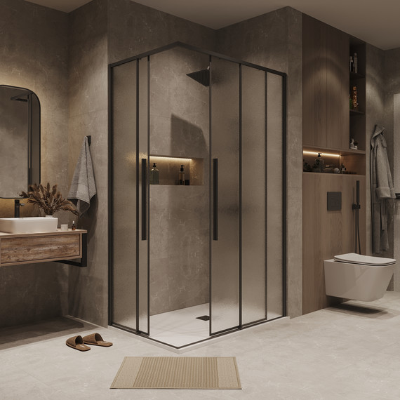 Душевое ограждение Grossman Galaxy 110x70 см 300.K33.01.70R11L.21.02, чёрный матовый/шиншилла - фото 4