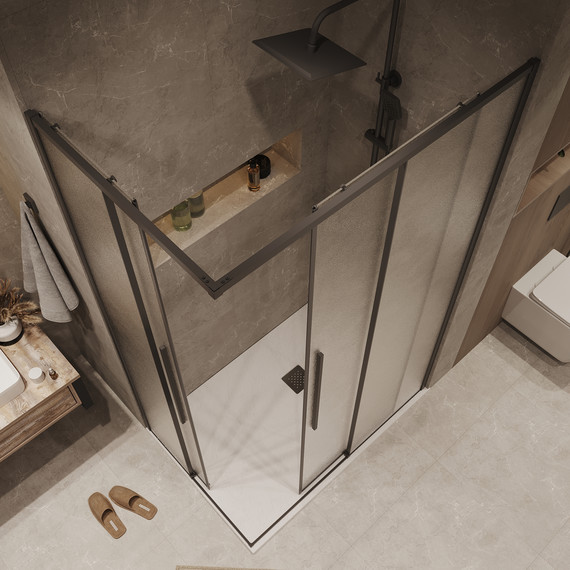 Душевое ограждение Grossman Galaxy 100x70 см 300.K33.01.70R10L.21.02, чёрный матовый/шиншилла - фото 6