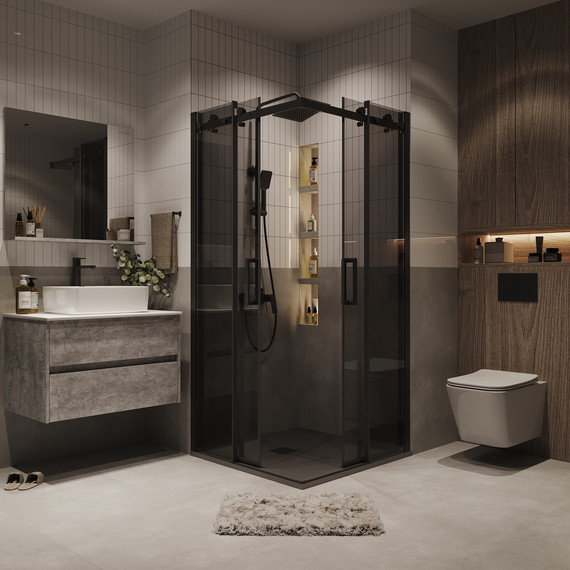 Душевое ограждение Grossman Classic 90x90 см 300.K33.04.9090.21.10, чёрный матовый/тонированное - фото 5