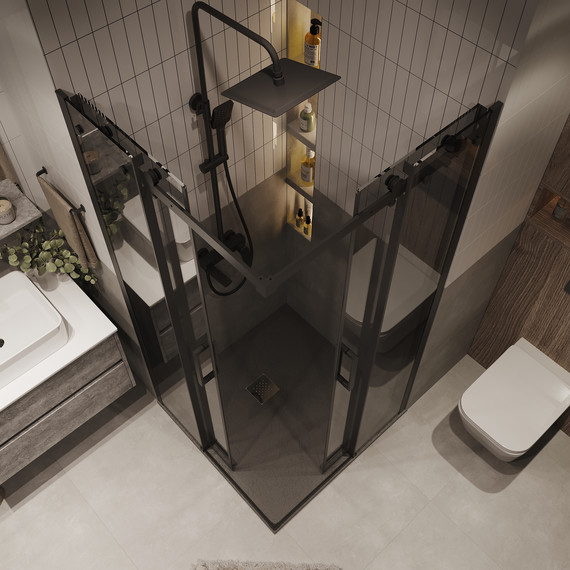 Душевое ограждение Grossman Classic 90x90 см 300.K33.04.9090.21.10, чёрный матовый/тонированное - фото 6