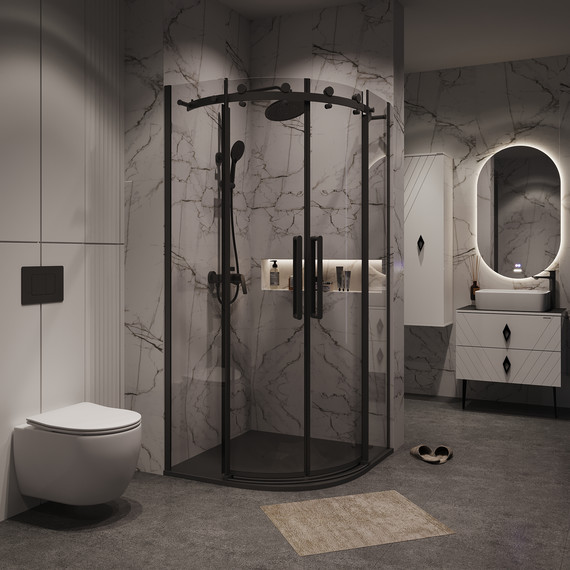 Душевое ограждение Grossman Classic 90x90 см 301.K33.04.9090.21.00, чёрный матовый/прозрачное - фото 