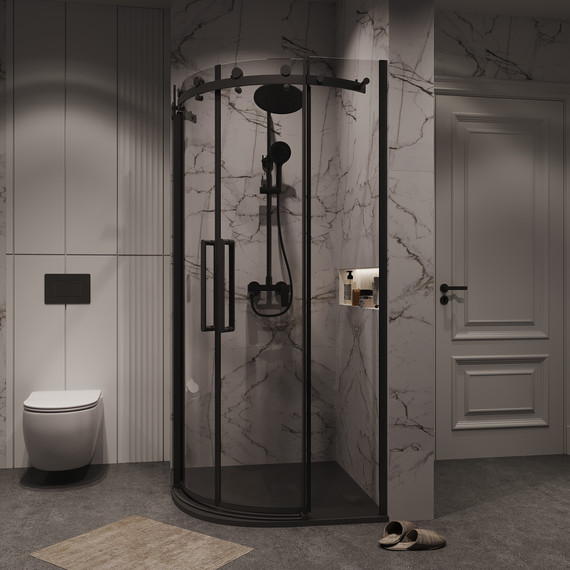 Душевое ограждение Grossman Classic 90x90 см 301.K33.04.9090.21.00, чёрный матовый/прозрачное - фото 4