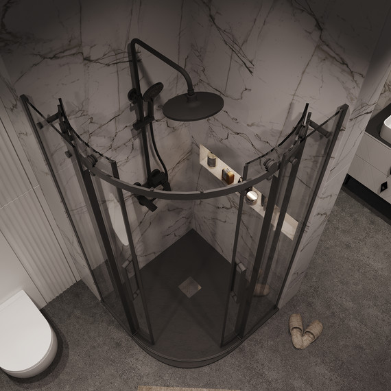 Душевое ограждение Grossman Classic 90x90 см 301.K33.04.9090.21.00, чёрный матовый/прозрачное - фото 6