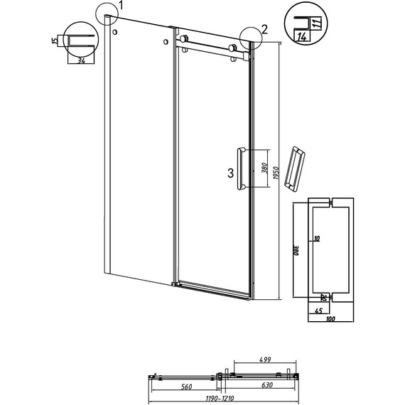 Душевая дверь Grossman Classic 120 см 100.K33.04.120.21.00, чёрный матовый/прозрачное - фото 11