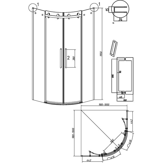 Душевое ограждение Grossman Classic 90x90 см 301.K33.04.9090.21.00, чёрный матовый/прозрачное - фото 11
