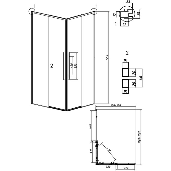 Душевое ограждение Grossman Galaxy 110x80 см 300.K33.01.11R80L.10.02, хром/шиншилла - фото 11