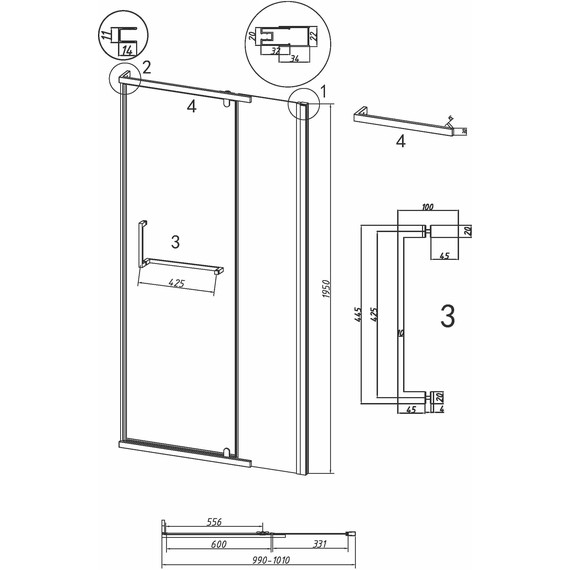 Душевая дверь Grossman Pragma 100 см 100.K33.03.100.32.00, золото сатин/прозрачное - фото 11