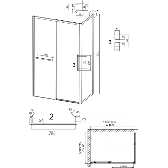 Душевое ограждение Grossman Style 100x70 см 120.K33.05.1070.21.00, чёрный матовый/прозрачное - фото 11