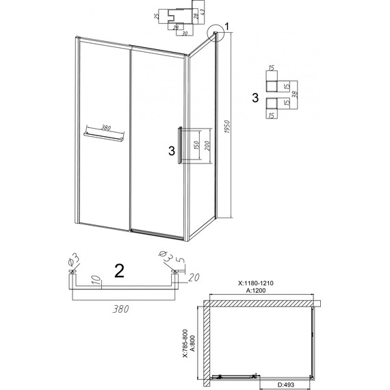 Душевое ограждение Grossman Style 120x80 см 120.K33.05.1280.21.02, чёрный матовый/шиншилла - фото 11
