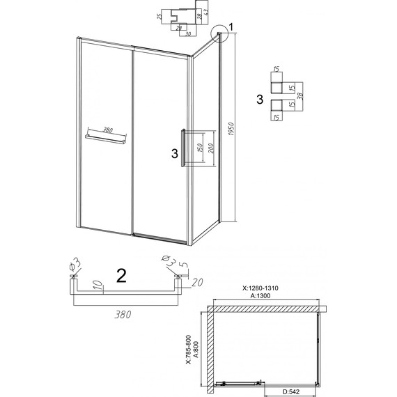 Душевое ограждение Grossman Style 130x80 см 120.K33.05.1380.21.10, чёрный матовый/тонированное - фото 11