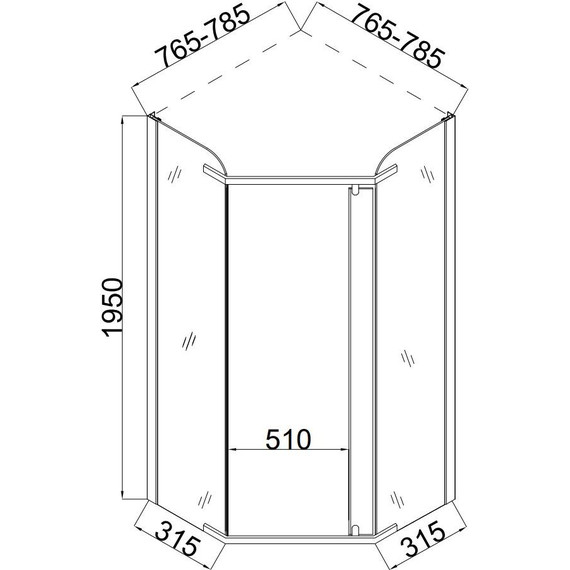 Душевое ограждение Taliente 80x80 см TA-08083-1CP, хром/прозрачное - фото 4