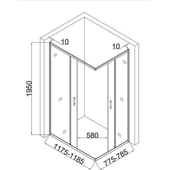 Душевое ограждение Taliente 120x80 см TA-08120-1CP, хром/прозрачное - фото 3