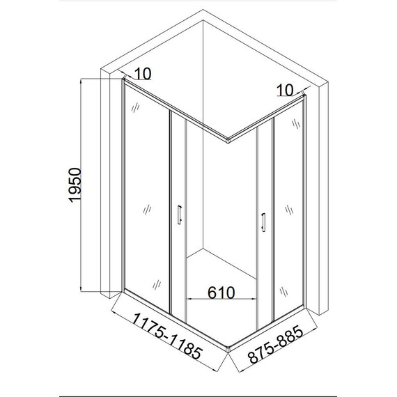 Душевое ограждение Taliente 120x90 см TA-09120-1CP, хром/прозрачное - фото 3