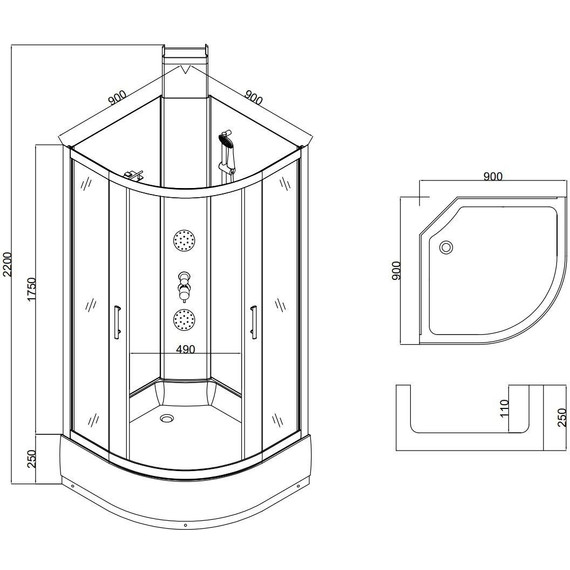 Душевая кабина Taliente 90x90 см TA-99CB, чёрный/прозрачное - фото, картинка 16 Душевая кабина Taliente 90x90 см TA-99CB, чёрный/прозрачное - фото 16