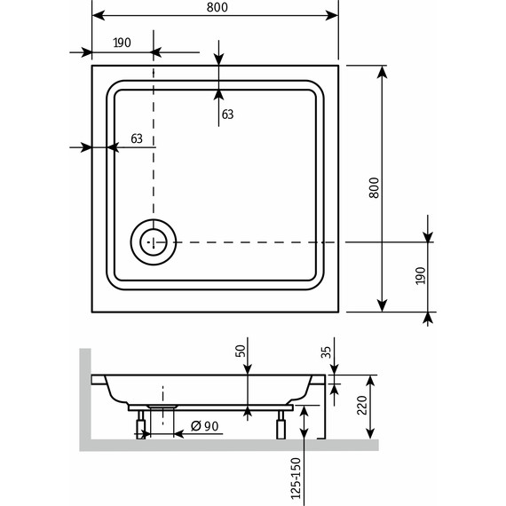 Поддон акриловый RGW Acrylic Style KV 80х80 см 16180188-11 - фото 3