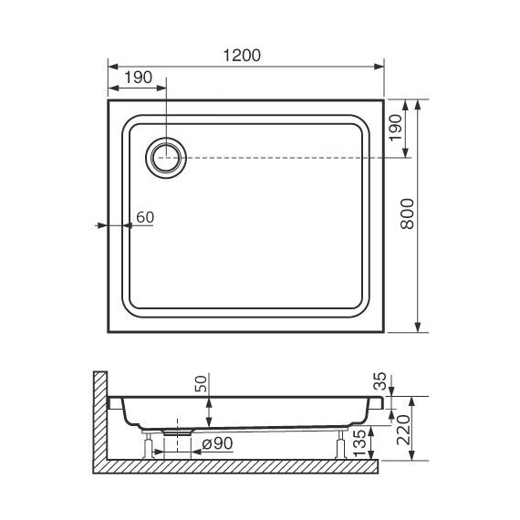 Поддон акриловый RGW Acrylic Style PR 120х80 см 16180282-11 - фото 3