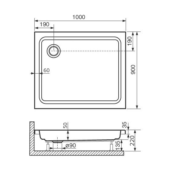 Поддон акриловый RGW Acrylic Style PR 100х90 см 16180290-11 - фото 3