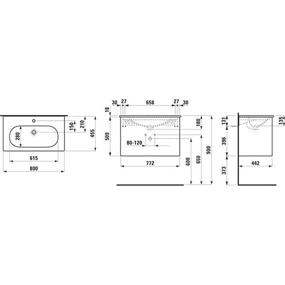 Тумба подвесная с раковиной Laufen Lua 80 см 8.6008.7.260.104.1 - фото 2