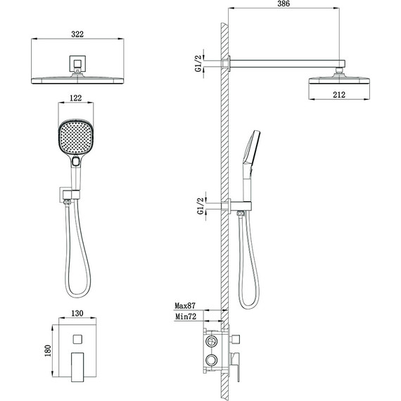 Душевая система для душа Veconi AV-410-C-C4, Цвет производителя: хром - фото 3