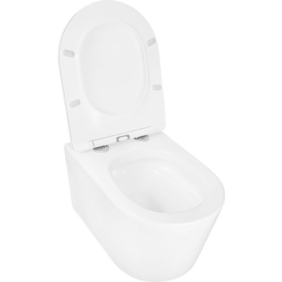 Унитаз подвесной безободковый Azario Ollin AZ-0513R с крышкой микролифт (Система смыва торнадо) - фото 4