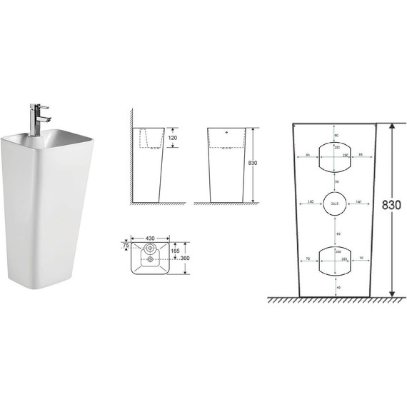 Раковина напольная Ceruttispa Dorris 43 см - фото, картинка 7 Раковина напольная Ceruttispa Dorris 43 см - фото 7
