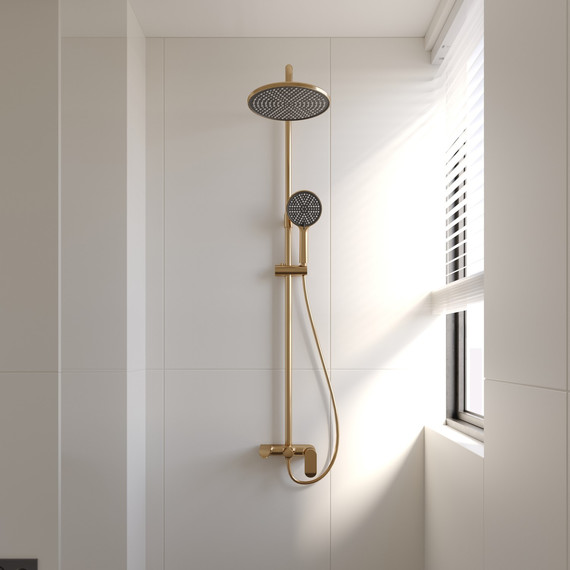 Душевая стойка Veconi FE-110-G-C4, брашированное золото, Цвет производителя: брашированное золото - фото 2