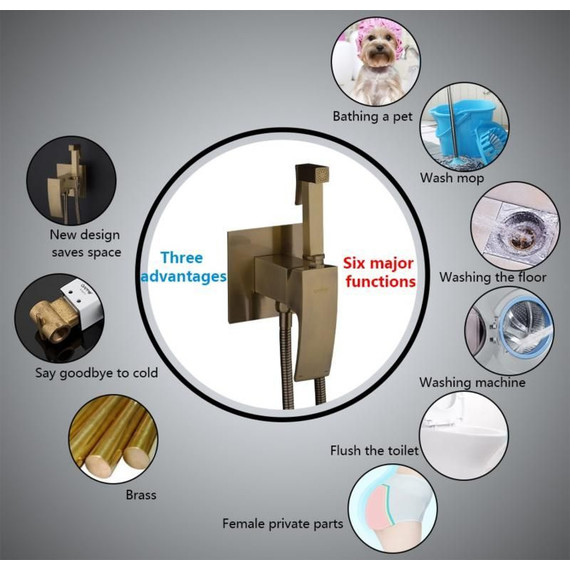 Набор для гигиенического душа Gappo Jacob G7207-4, бронза - фото, картинка 9 Набор для гигиенического душа Gappo Jacob G7207-4, бронза - фото 9