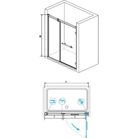 Душевая дверь RGW VI-01 90 см 02040109-18 (стекло 8 мм), белый/золото/прозрачное - фото 3