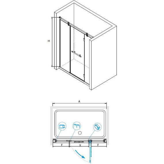 Душевая дверь RGW VI-02 130 см 02040213-18 (стекло 8 мм), белый/золото/прозрачное - фото 3