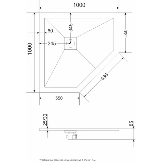 Каменный поддон RGW ST/T-0100W 100х100 см 16155100-01 - фото 13