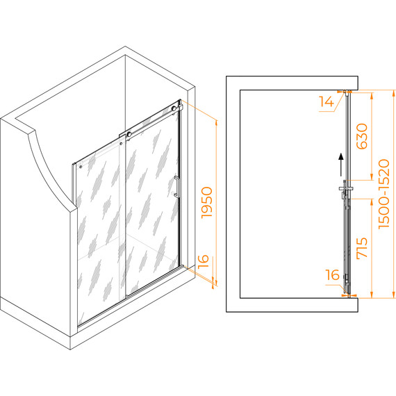 Душевая дверь RGW TO-14 150 см 02071415-11 (стекло 8 мм), хром/прозрачное - фото, картинка 3 Душевая дверь RGW TO-14 150 см 02071415-11 (стекло 8 мм), хром/прозрачное - фото 3