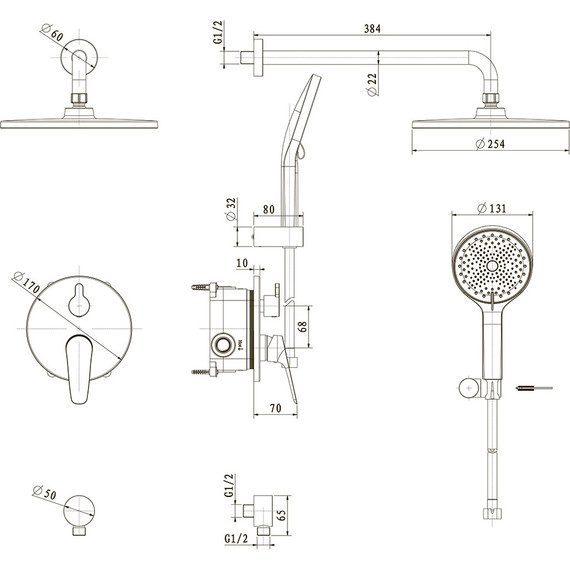 Душевая система для душа Veconi TE-500-B-C4, чёрный матовый - фото 3