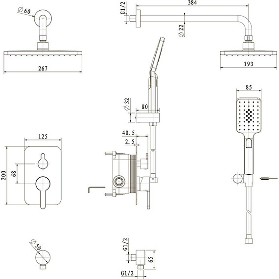 Душевая система для душа Veconi VE-510-B-C4, чёрный матовый, Цвет производителя: чёрный матовый - фото 3