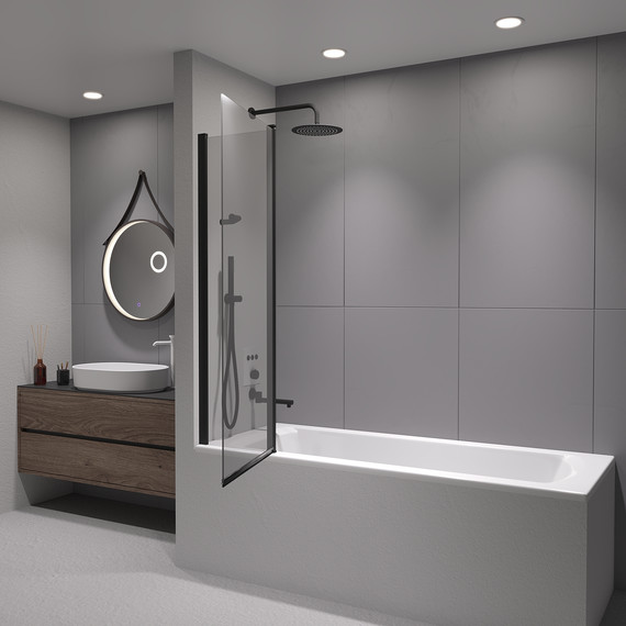 Шторка для ванны RGW SC-11B 100 см 03111110-14, чёрный/прозрачное - фото 2