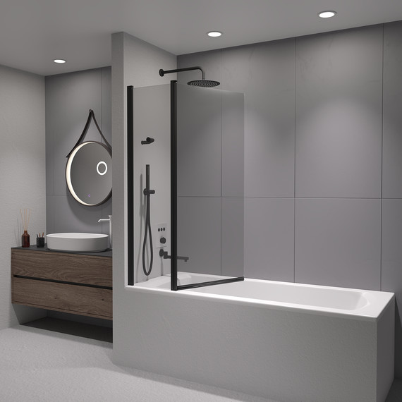 Шторка для ванны RGW SC-11B 100 см 03111110-14, чёрный/прозрачное - фото 4