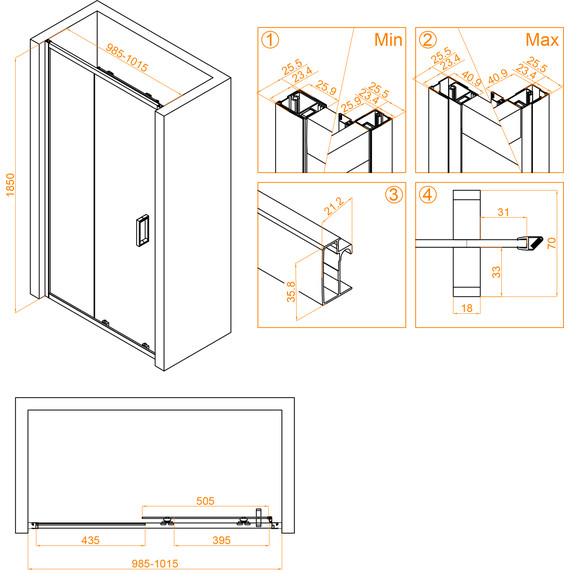 Душевая дверь RGW CL-14B 100 см 32091410-14, черный/прозрачное - фото 7