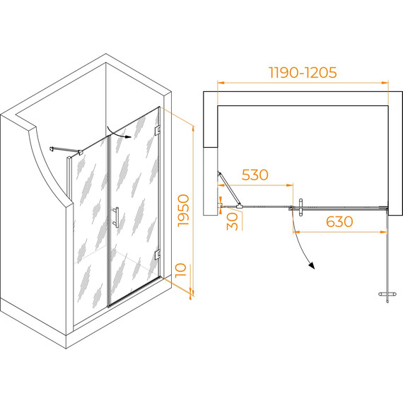 Душевая дверь RGW HO-012 120 см 350601212-11 (стекло 8 мм), хром/прозрачное - фото 6