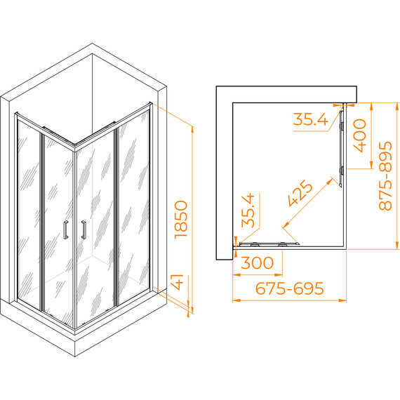 Душевое ограждение RGW PA-146 70х90 см 020814679-11, хром/прозрачное - фото, картинка 7 Душевое ограждение RGW PA-146 70х90 см 020814679-11, хром/прозрачное - фото 7