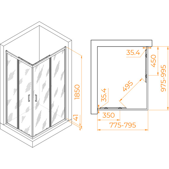 Душевое ограждение RGW PA-146 80х100 см 020814680-11, хром/прозрачное - фото 7