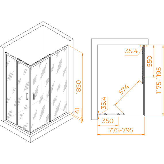 Душевое ограждение RGW PA-146 80х120 см 020814682-11, хром/прозрачное - фото 7