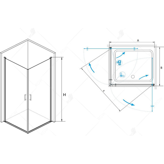 Душевое ограждение RGW LE-30 80х80 см 06123008-11, хром/прозрачное - фото 3