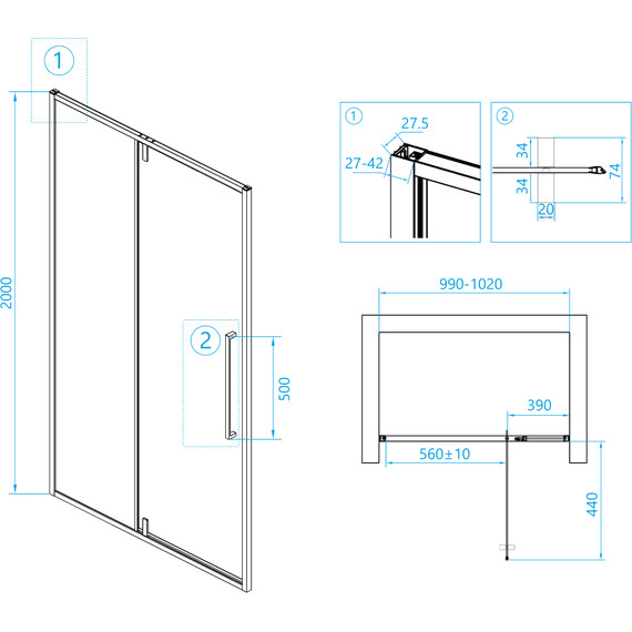 Душевая дверь RGW SV-03 100х200 см 06320310-11, хром/прозрачное - фото 4