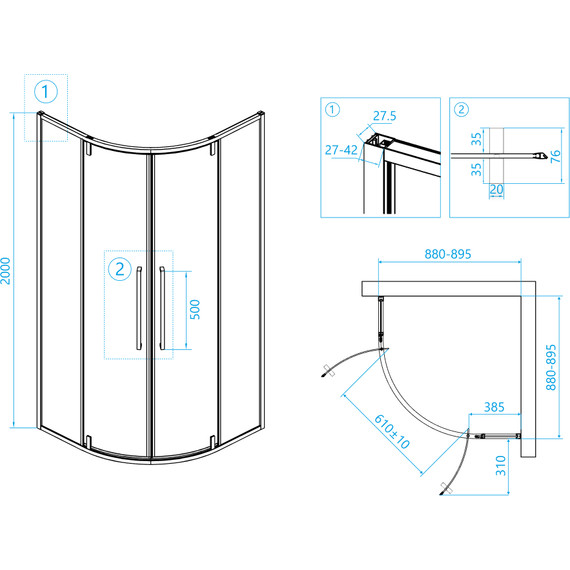 Душевое ограждение RGW SV-53 90х90 см 06325399-11, хром/прозрачное - фото 4